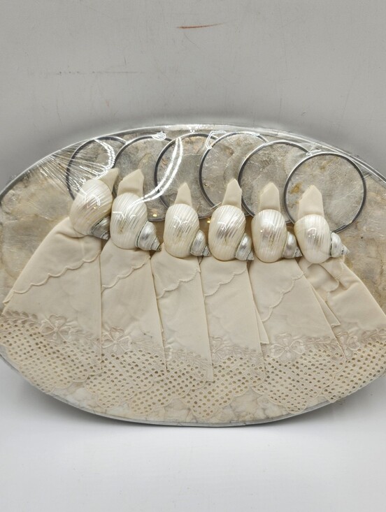 Other - Vintage Mother of Pearl  Shell Placemat Coaster  Napkin Ring Set New Capiz